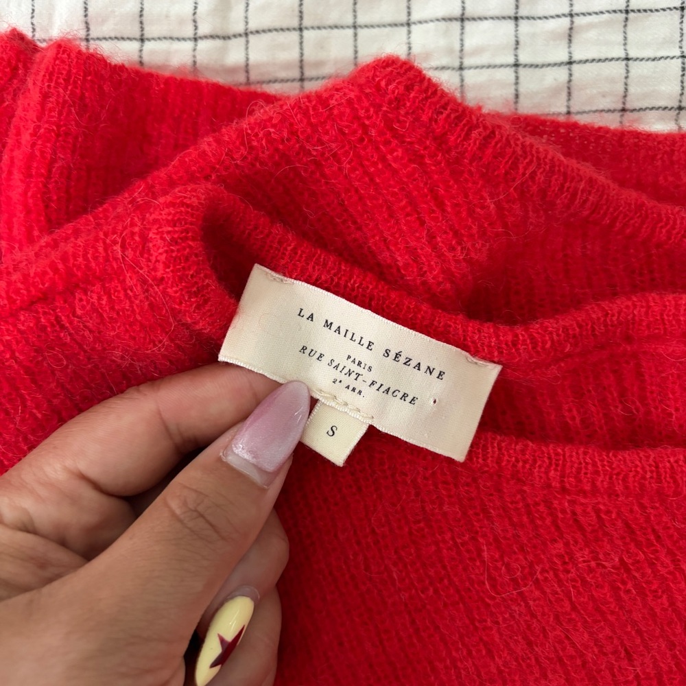 Sézane Gaspar Cardigan Sweater Red - Picture 3 of 6